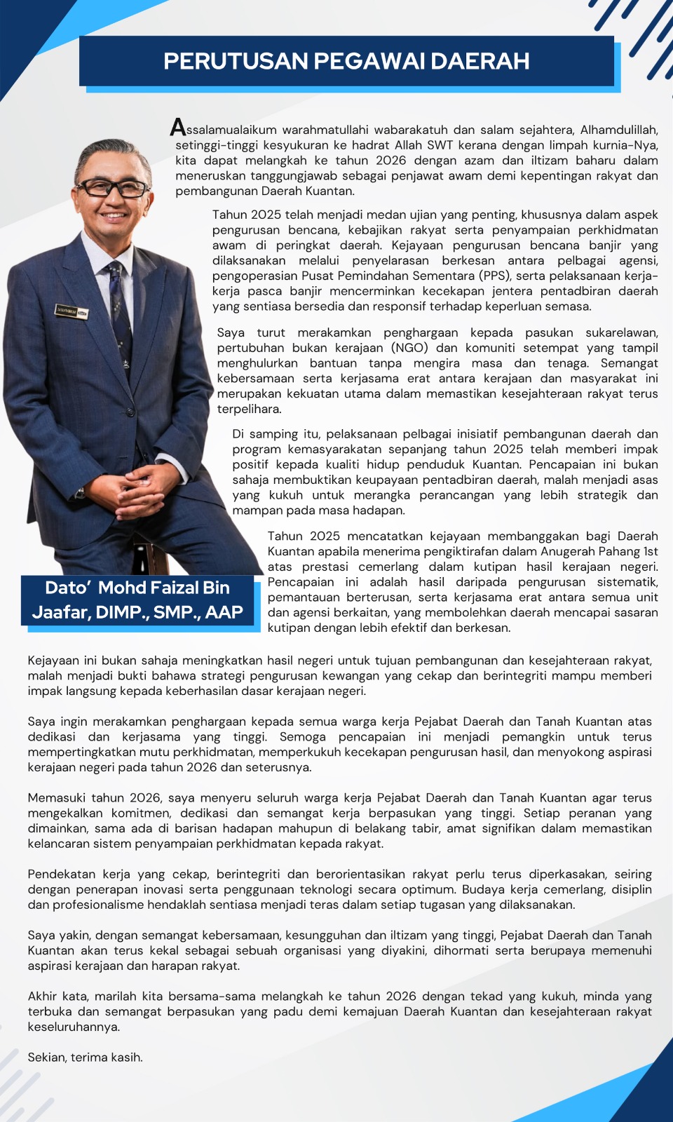 PERUTUSAN PEGAWAI DAERAH-KUANTAN